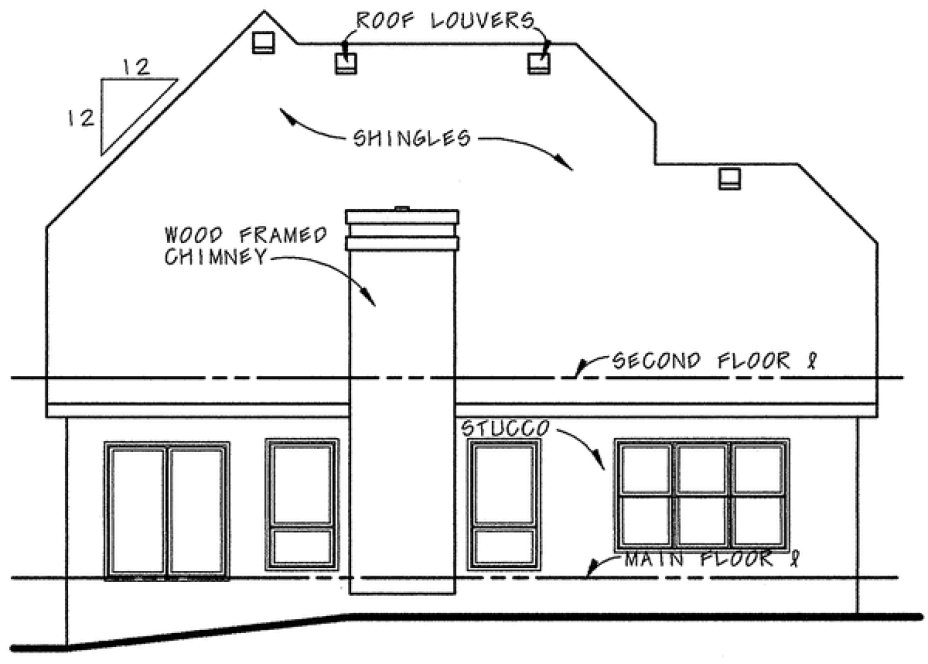 Rear Elevation for House Plan #159358