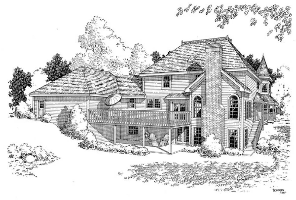Rear Elevation for House Plan #181069