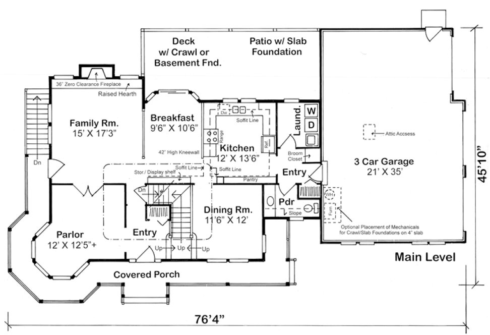 Main Floor Plan for House Plan #181069