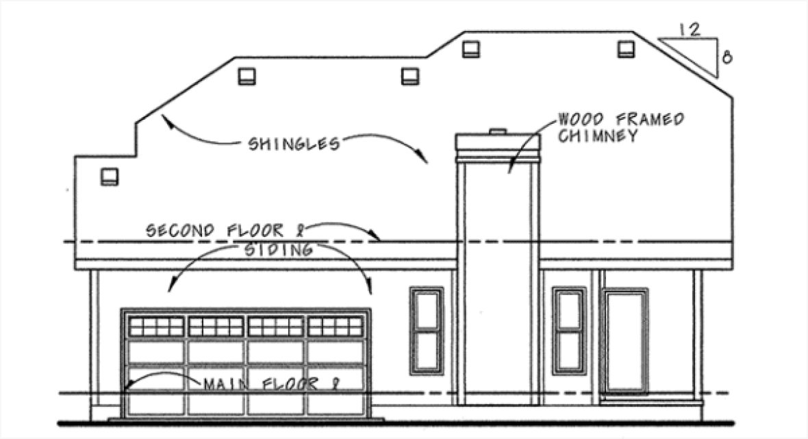 Rear Elevation for House Plan #153458