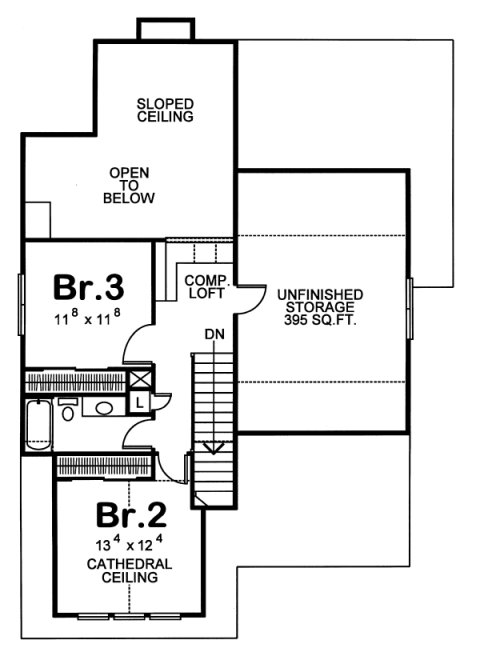Second Floor Plan for House Plan #153458