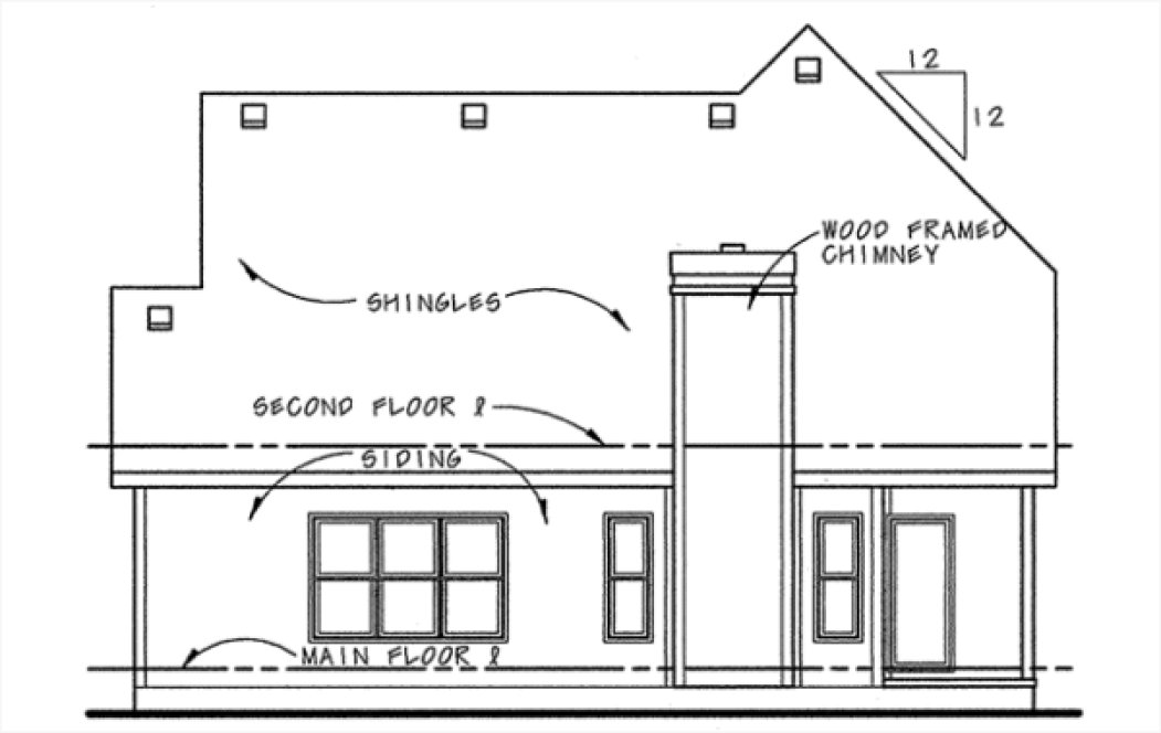 Rear Elevation for House Plan #154458