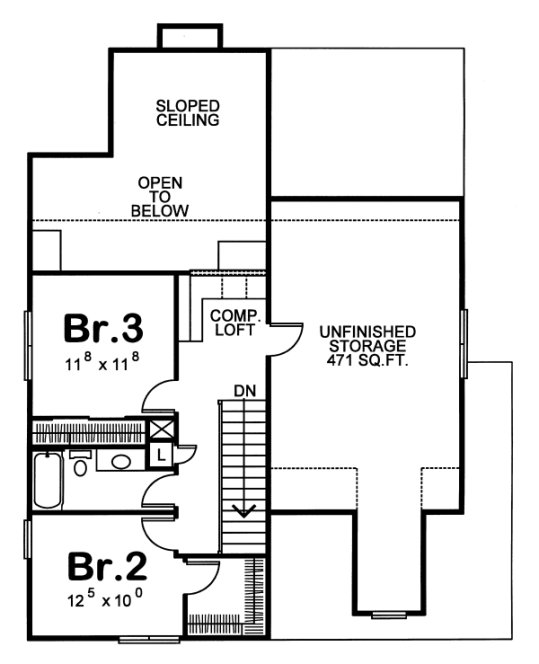 Second Floor Plan for House Plan #154458