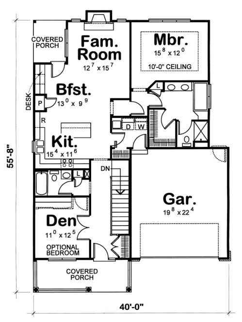 Main Floor Plan for House Plan #156458