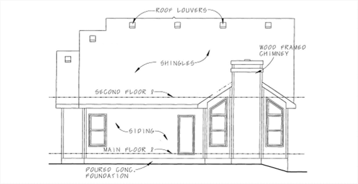 Rear Elevation for House Plan #159458
