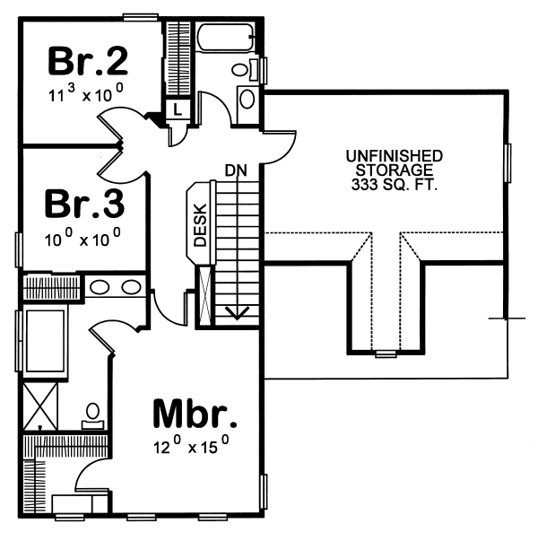 Second Floor Plan for House Plan #154558