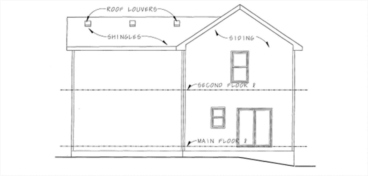 Rear Elevation for House Plan #155558