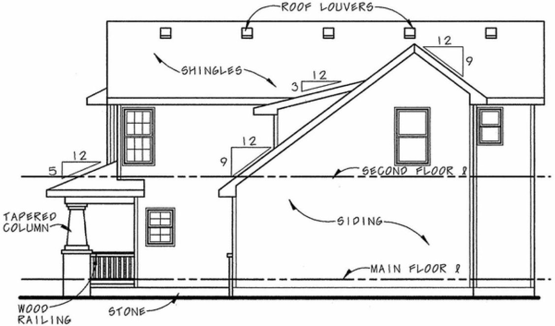 Right Elevation for House Plan #155558