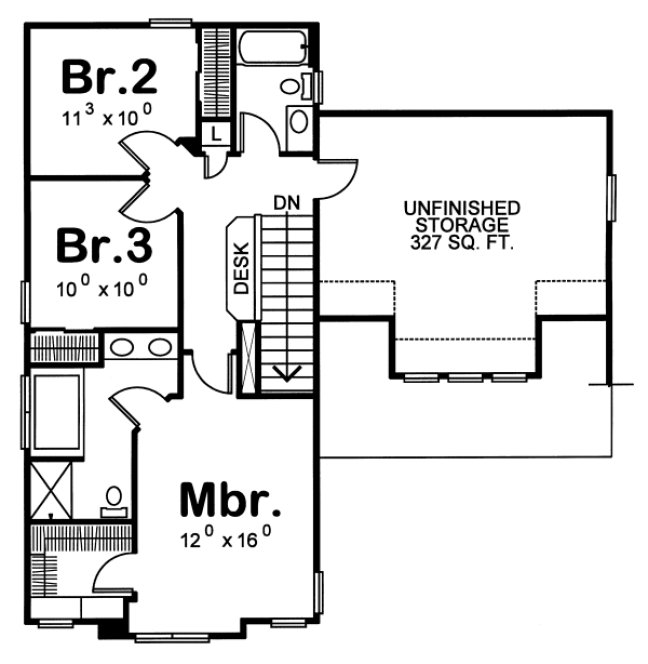 Second Floor Plan for House Plan #155558