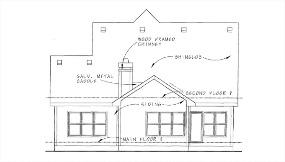 Rear Elevation for House Plan #159558