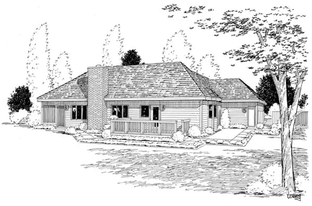 Rear Elevation for House Plan #183801