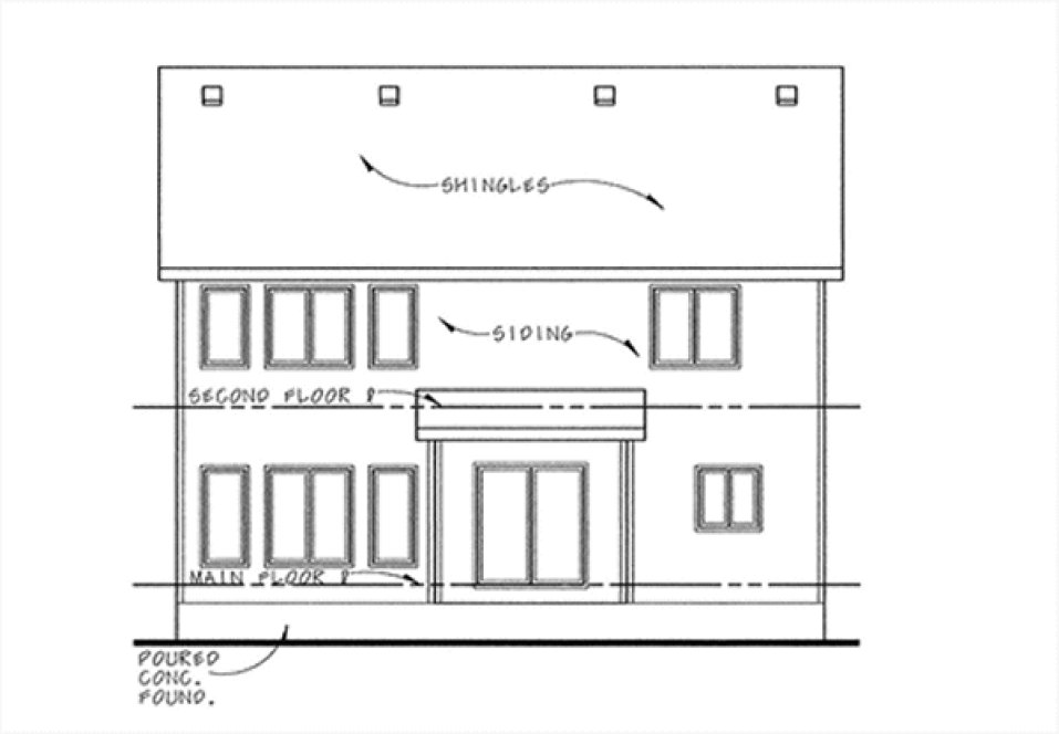 Rear Elevation for House Plan #154268