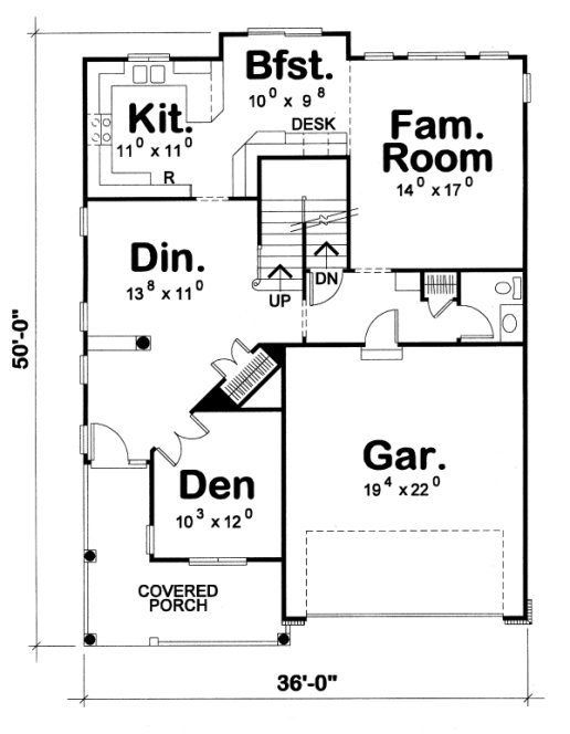 Main Floor Plan for House Plan #154268