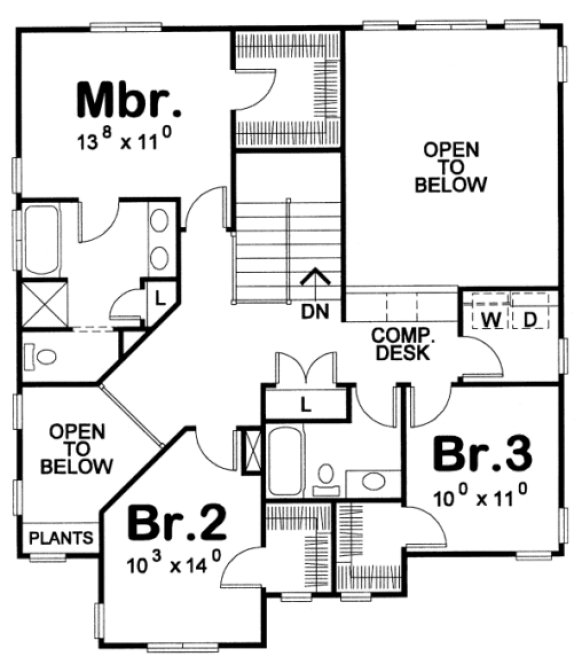 Second Floor Plan for House Plan #154268