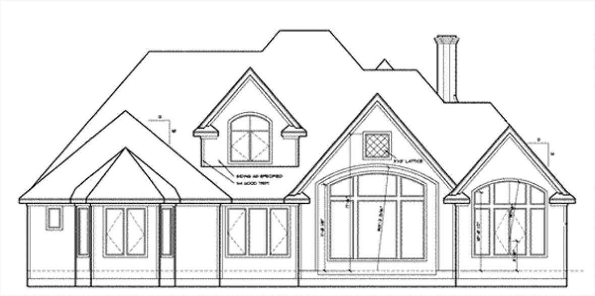 Rear Elevation for House Plan #155619