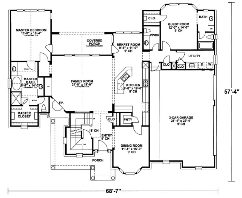 Main Floor Plan for House Plan #155619