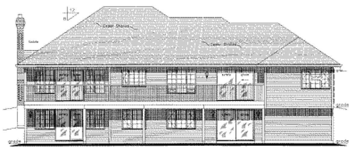 Rear Elevation for House Plan #134109