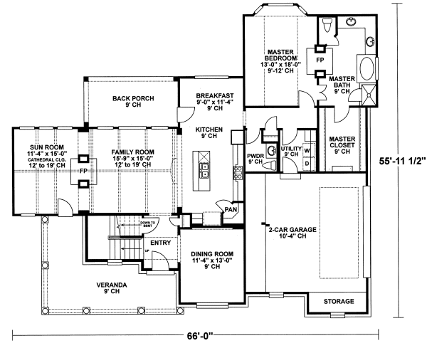 Main Floor Plan for House Plan #153719