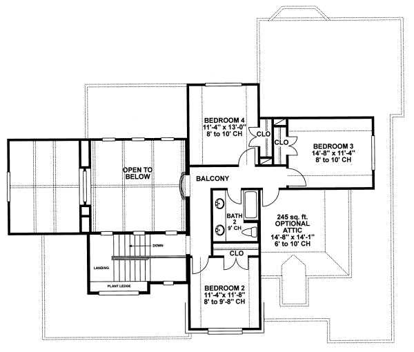 Second Floor Plan for House Plan #153719