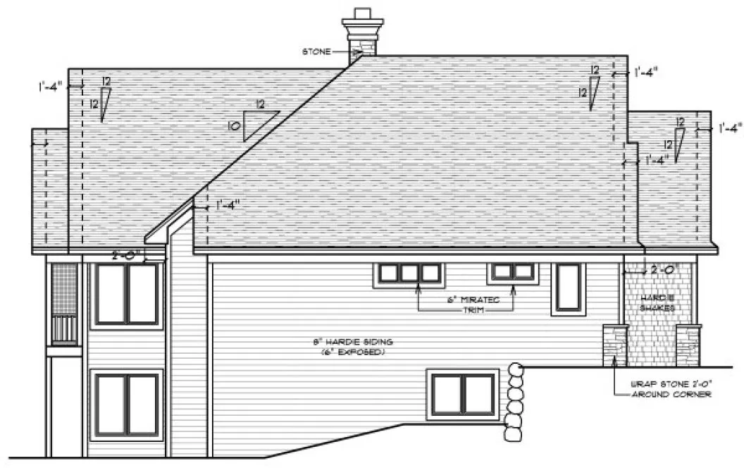 Left Elevation for House Plan #286312