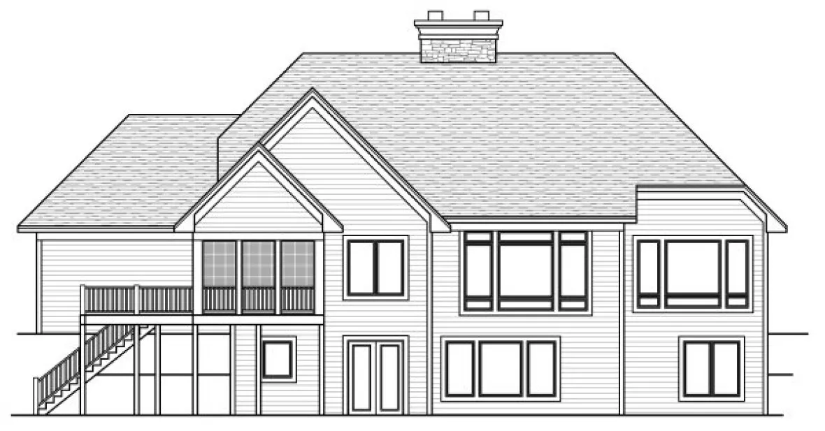Rear Elevation for House Plan #286312