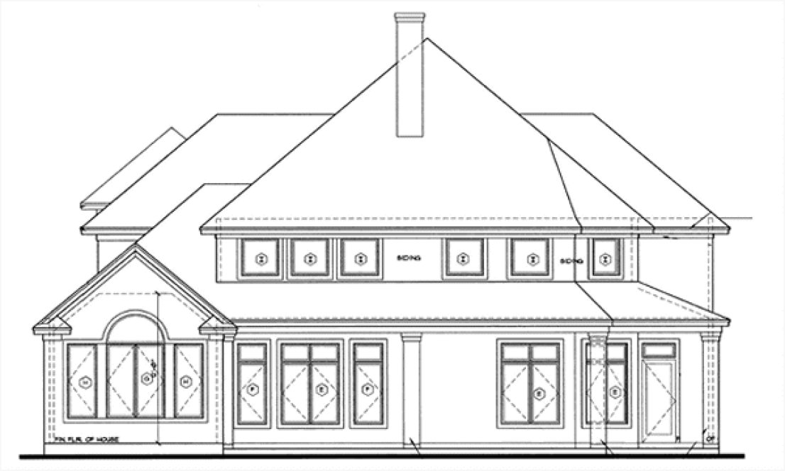 Rear Elevation for House Plan #158719