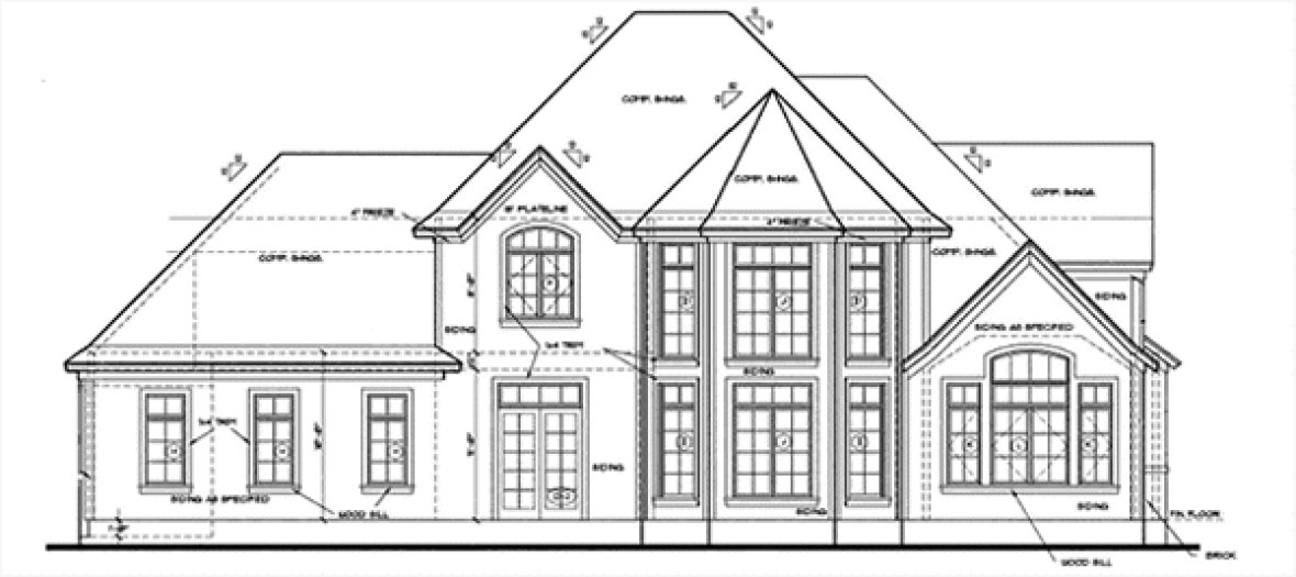 Rear Elevation for House Plan #150819