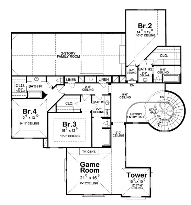 Second Floor Plan for House Plan #155529