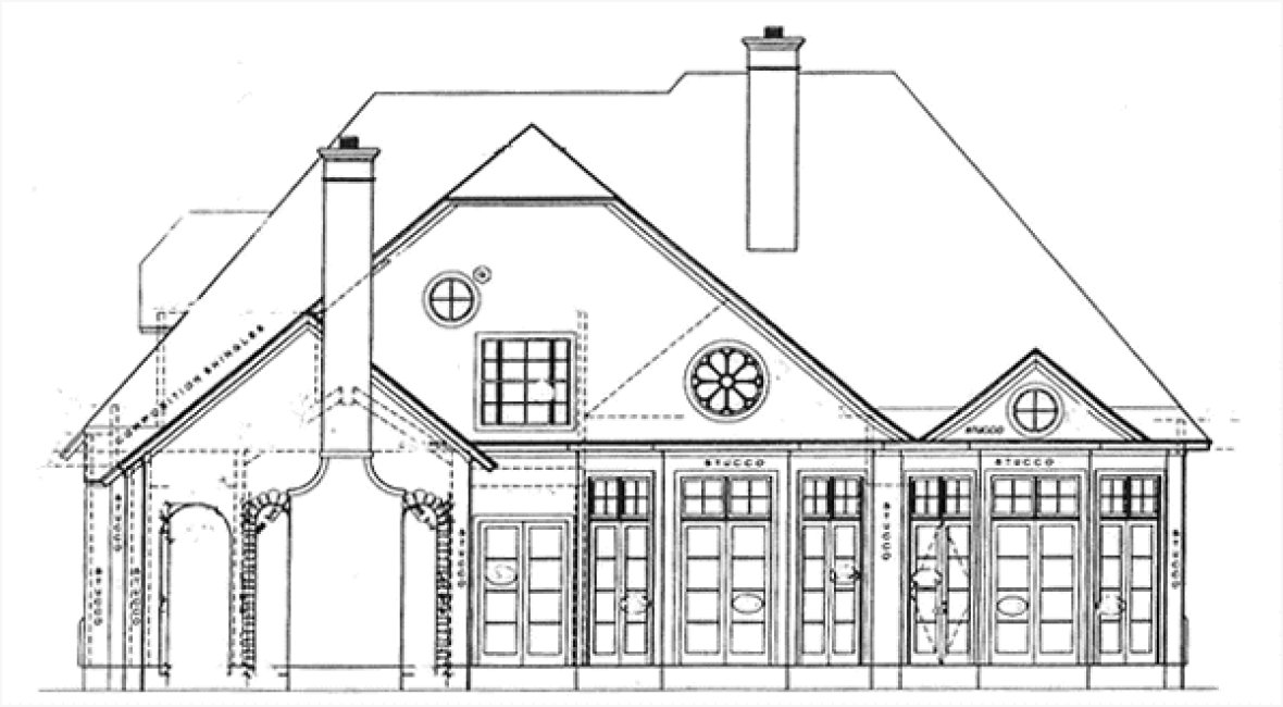 Rear Elevation for House Plan #150629