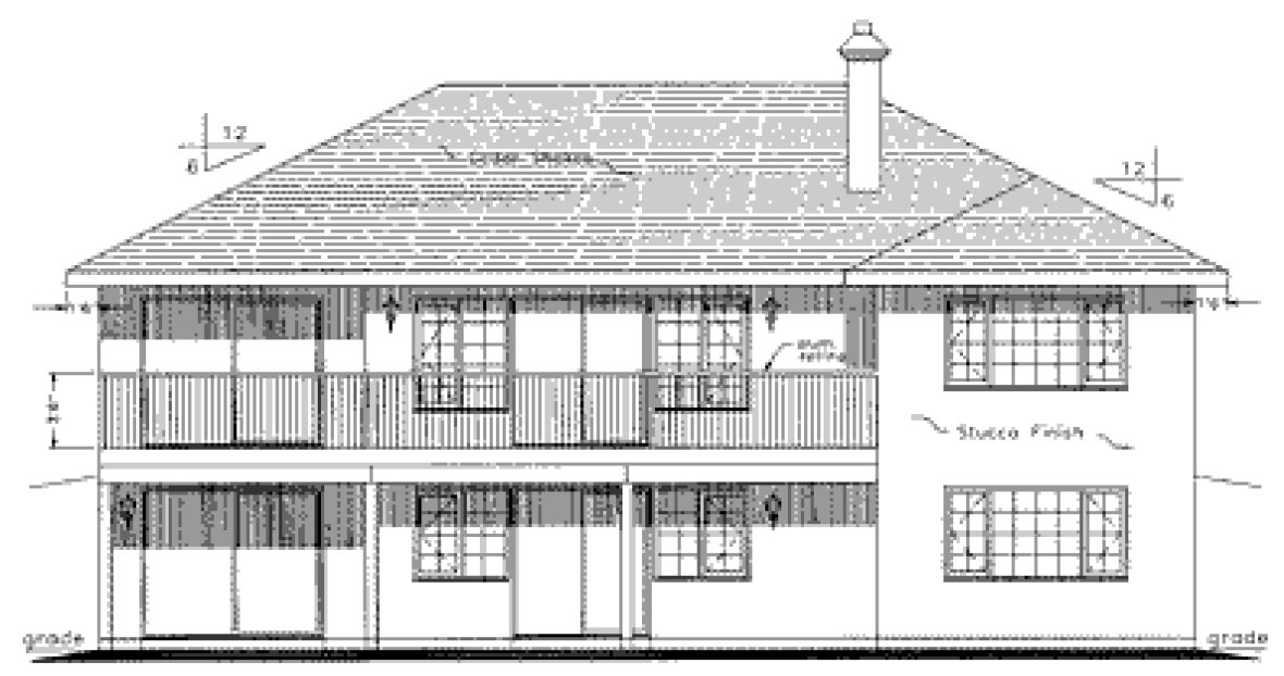 Rear Elevation for House Plan #136109