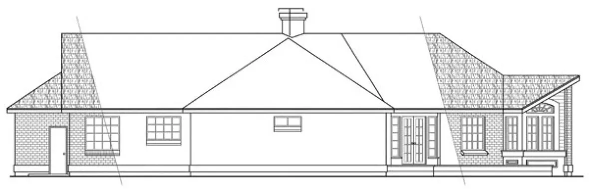 Rear Elevation for House Plan #347001