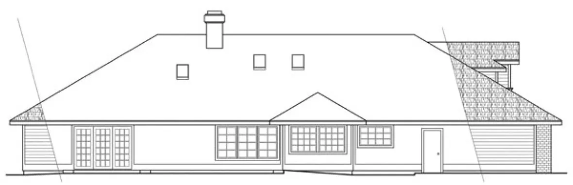Rear Elevation for House Plan #348001