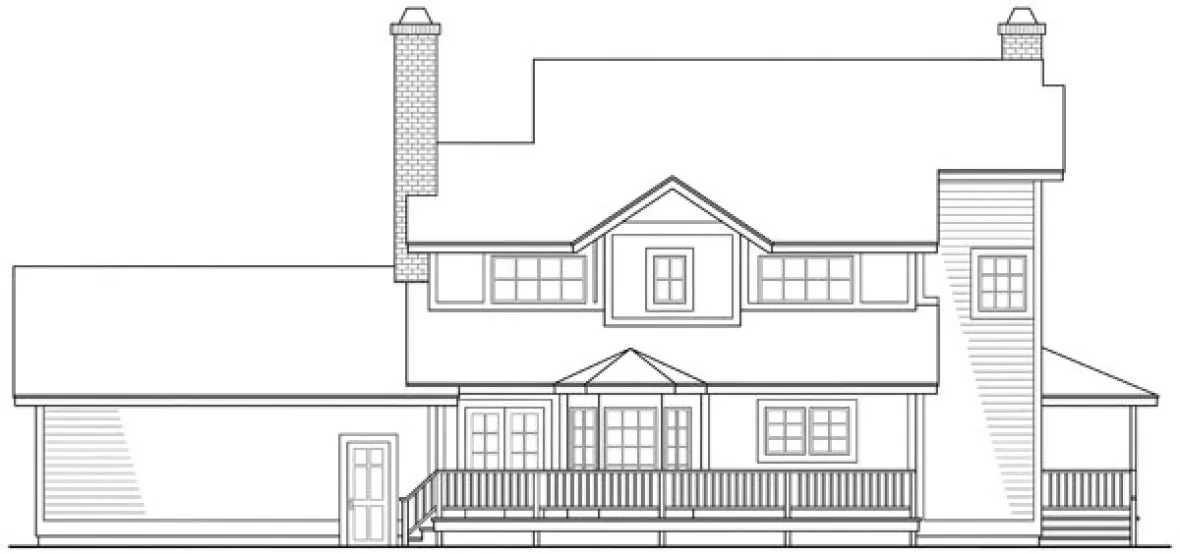 Rear Elevation for House Plan #348101