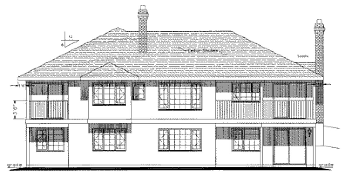 Rear Elevation for House Plan #138109