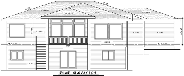Rear Elevation for House Plan #154081
