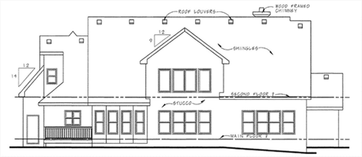 Rear Elevation for House Plan #153512