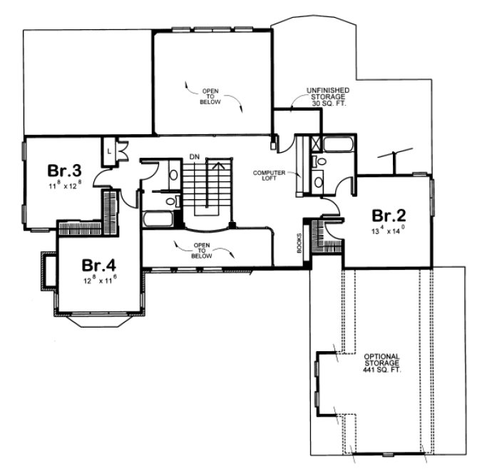 Second Floor Plan for House Plan #153512