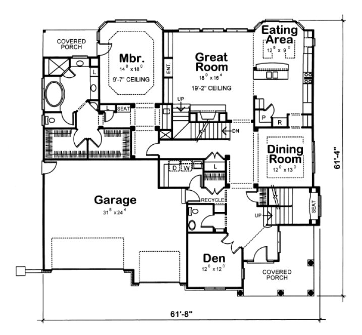 Main Floor Plan for House Plan #154512
