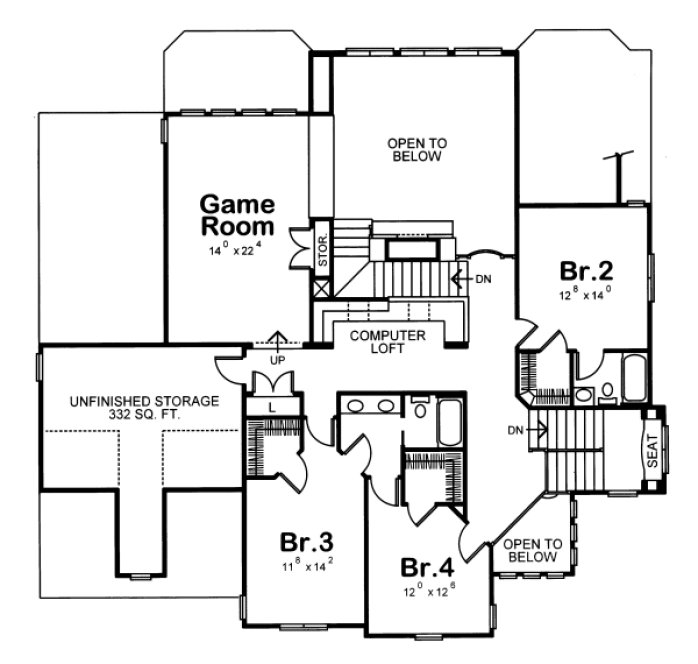 Second Floor Plan for House Plan #154512