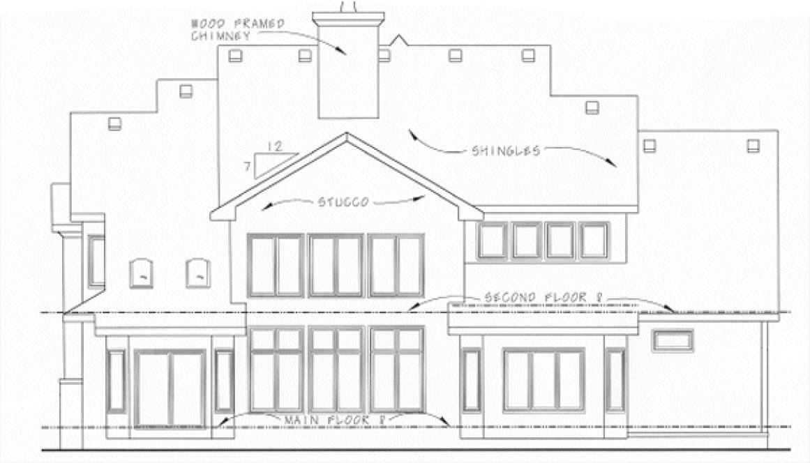 Rear Elevation for House Plan #155512