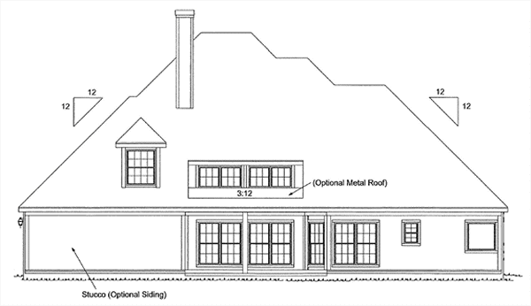 Rear Elevation for House Plan #247042
