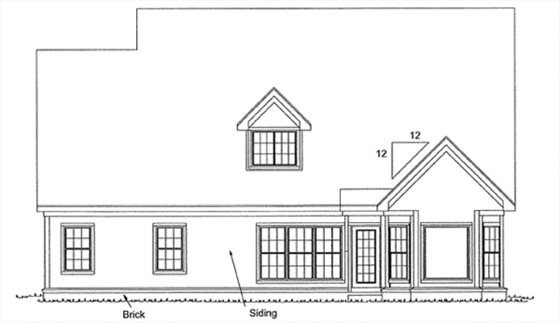 Rear Elevation for House Plan #241042