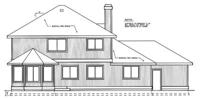 Rear Elevation for House Plan #231219