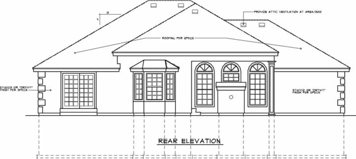Rear Elevation for House Plan #231129