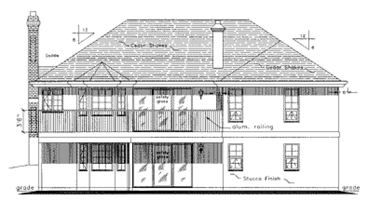 Rear Elevation for House Plan #133209