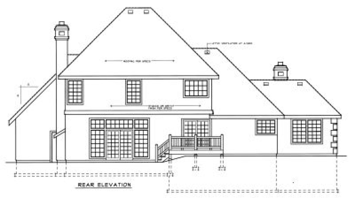 Rear Elevation for House Plan #234229