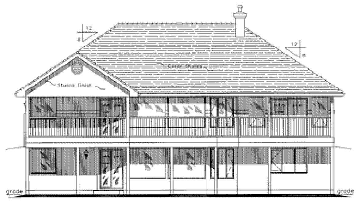 Rear Elevation for House Plan #138324