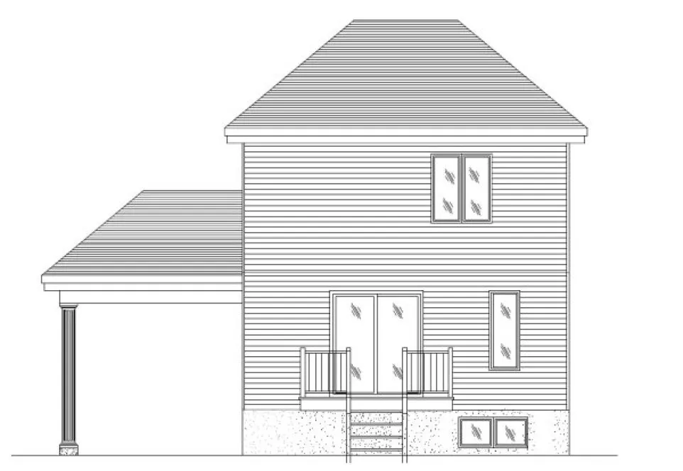 Rear Elevation for House Plan #420513
