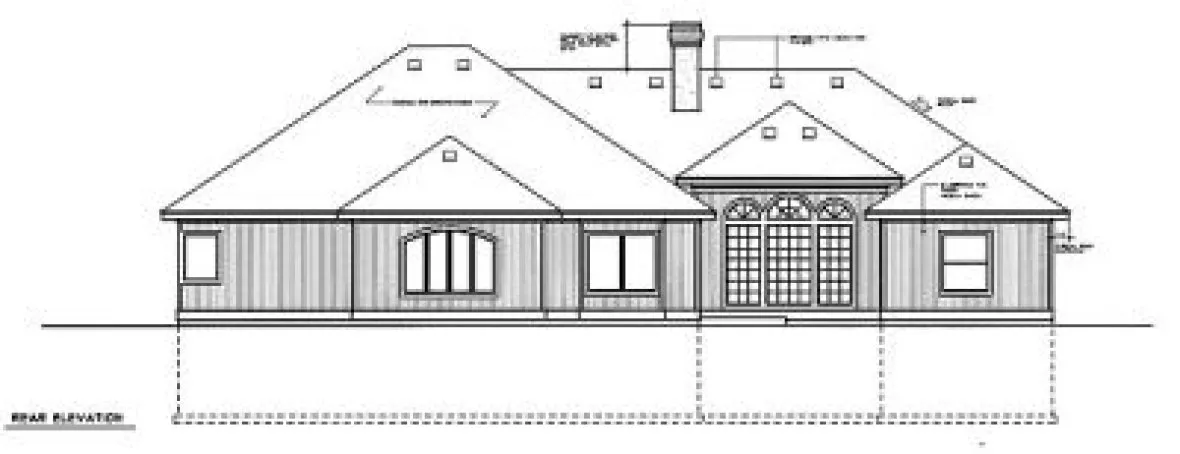 Rear Elevation for House Plan #233139