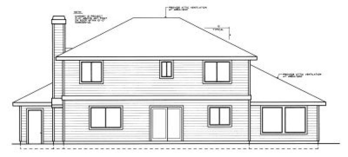 Rear Elevation for House Plan #233239